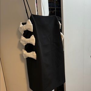 Black Dress with White Bow Accents